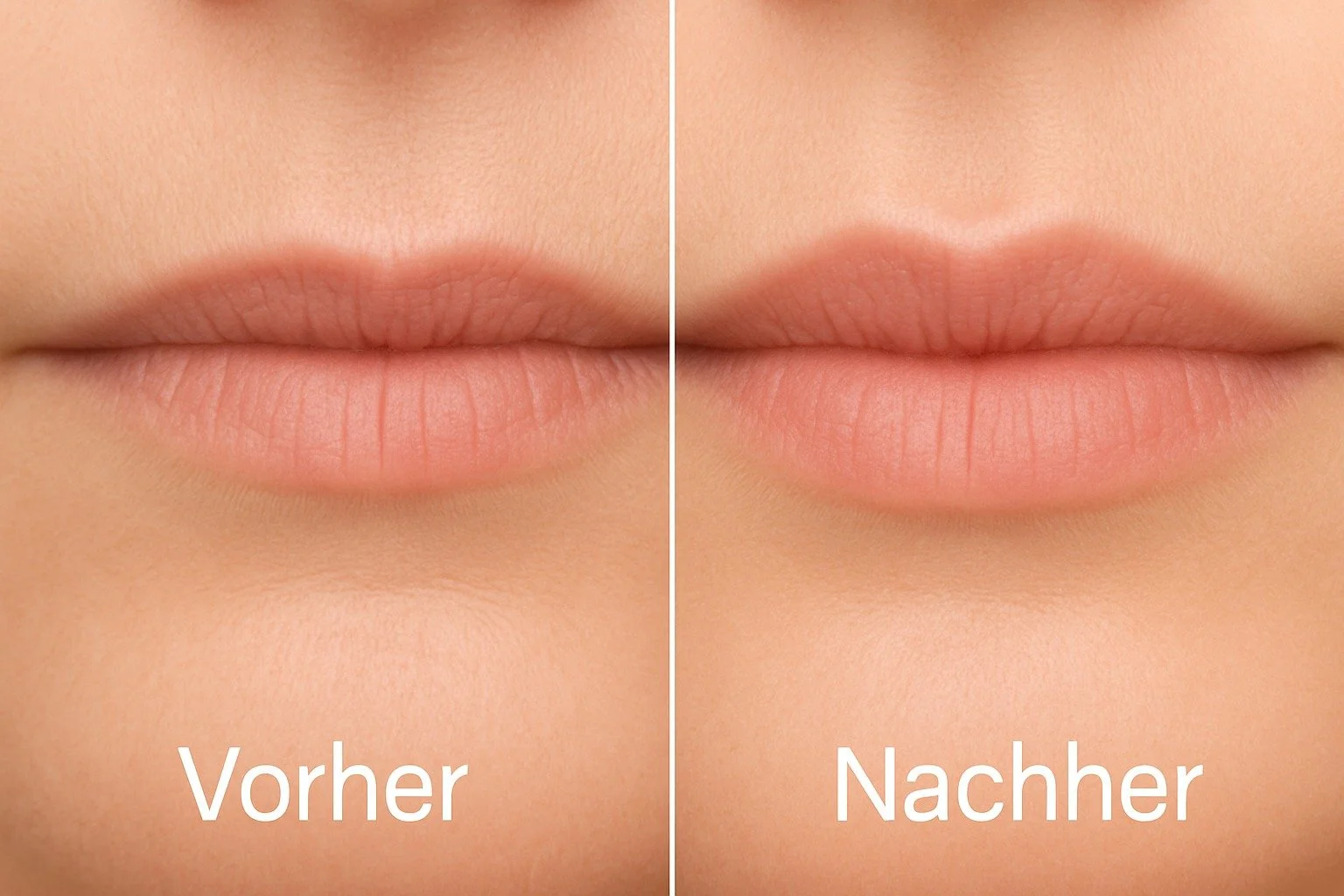 Comparison of a woman's lips before and after targeted lip training with the FACE Method®